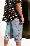 BLOOD SPLATTER DENIM SHORTS (M)